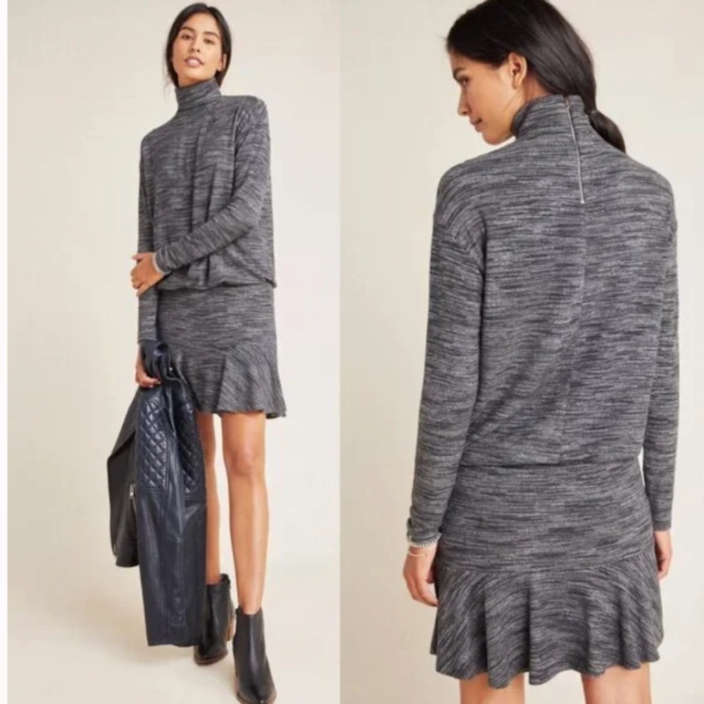 Anthropologie Bailey 44 Greta Sweater Dress Medium Gray Stretch Mock Neck